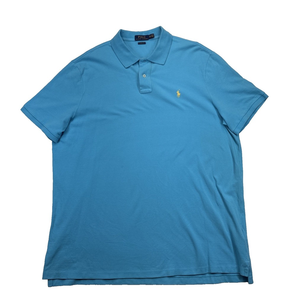 Polo Ralph Lauren Mens XXL Pique Polo Shirt Turquoise Short Sleeve Pony Logo